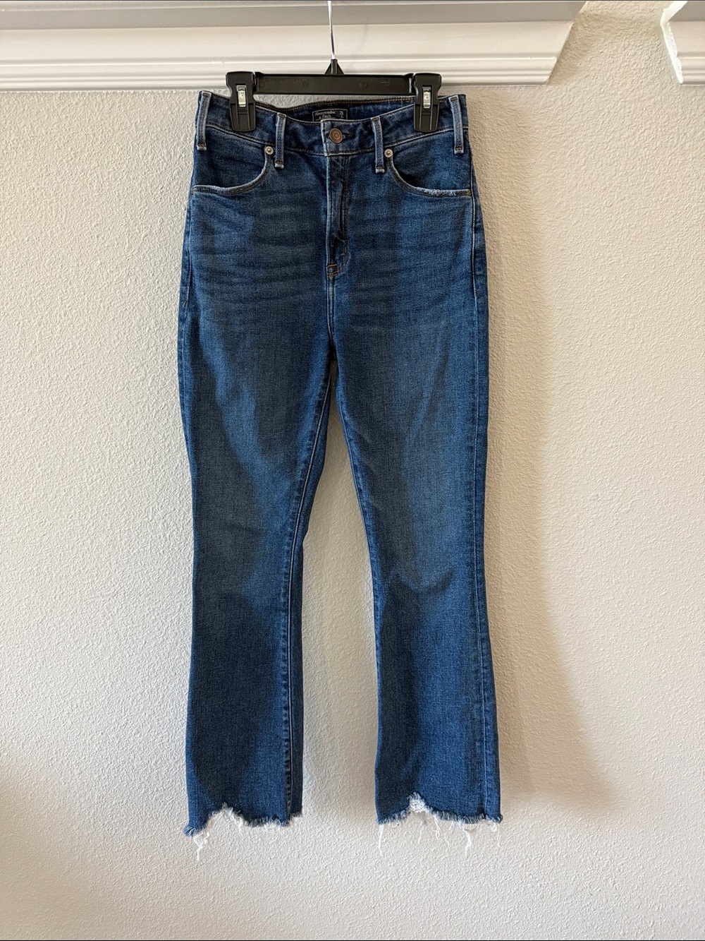 Abercrombie & Fitch High-Rise Ankle Flare Jeans - Indigo Blue